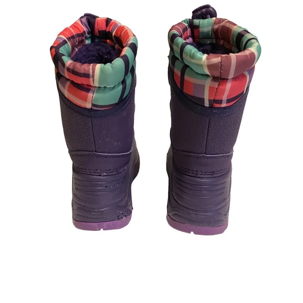 Cherokee Toddler Girl Purple Plaid Thermolite Adjustable Winter Snow Boots‎ 5/6